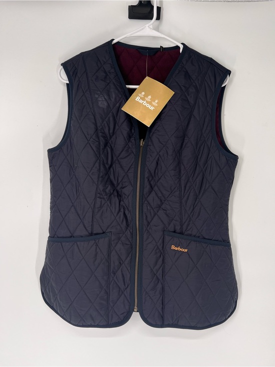 Barbour Jackets & Blazers - Barbour Betty Preppy Quilted Navy Diamond-Quilt Vest with Maroon Lining 10 NWT